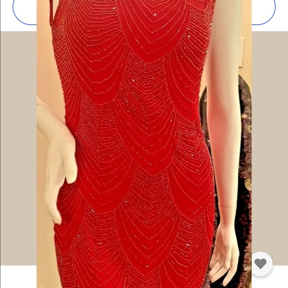 Alice Olivia Red Brit Beaded Mini Dress SIZE 2 - Picture 8 of 16